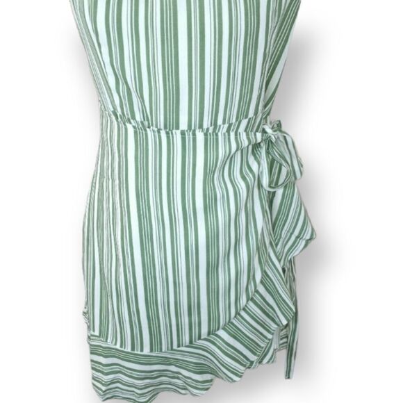 FOREVER 21 WHITE & GREEN STRIPE WRAP DRESS SZ.L NWT - Picture 7 of 13